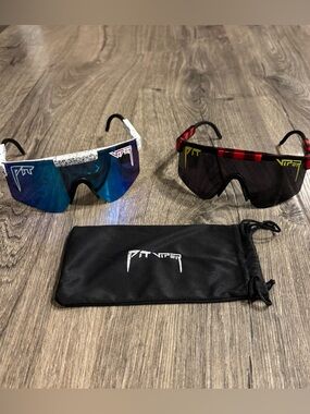 Pit Viper Shield Sunglasses - Blue Polarized & Black/Red Accents